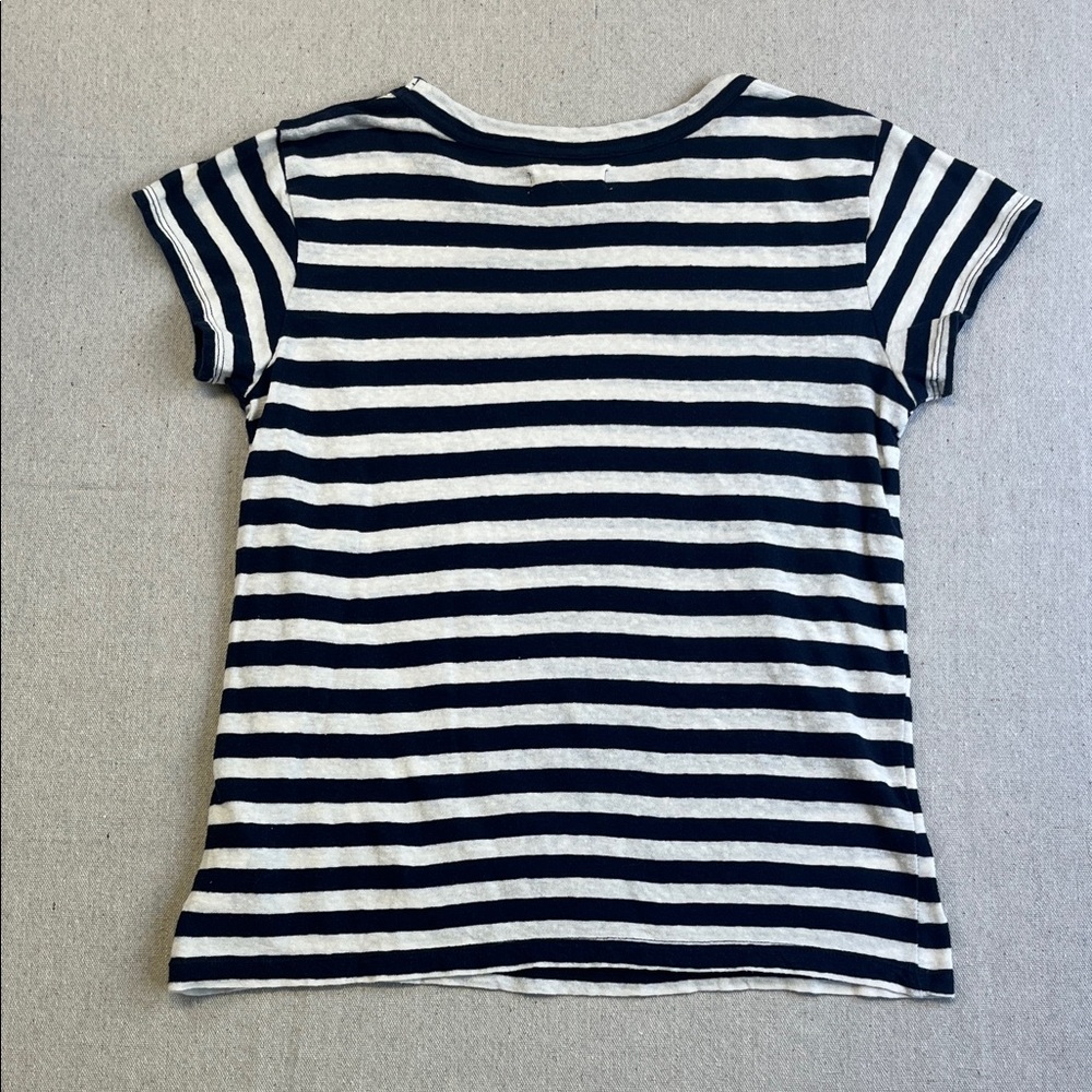 Madewell Navy White Stripe Tee XS 100% Cotton Coastal French Girl Top - Picture 7 of 10